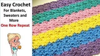 Kroller Stitch  Easy Crochet Stitch for Blankets Sweaters and More  One Row Repeat [upl. by Lertsek352]