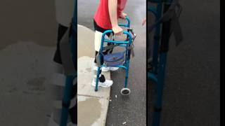 Walking Paraplegic May 2015 down step unlocked KAFOs [upl. by Verene]