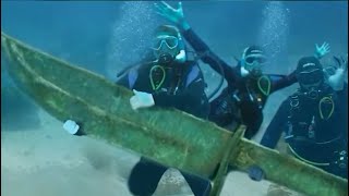 Scuba Divers Find GIANT KNIFE Deep Sea Diving [upl. by Akedijn]