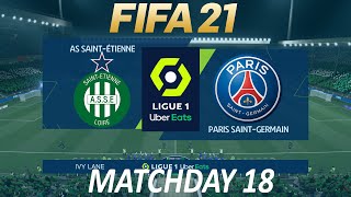 FIFA 21 Saint Etienne vs PSG  Ligue 1 Uber Eats 2021  PS4 Full Match [upl. by Clementius470]