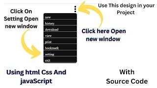 Create a Three Dot Menu Icon with window HTML and CSS JavaScript  No talk just Coding html [upl. by Kauffmann]