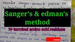 Sangers amp Edmans process amino acid determination Nterminal residue MSc chemistry notes [upl. by Jo160]