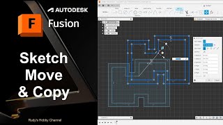 Autodesk Fusion 360 19  Sketch Move Copy and how to set the pivot point [upl. by Adest845]