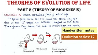 Theories of evolution of life  Part 2  Theory of Biogenesis  Handwritten notes [upl. by Leihcar]