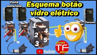 Esquema de ligação do botão interruptor do vidro elétrico [upl. by Noiek837]