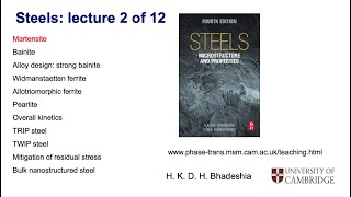 Steels martensitic transformation part 2 Lecture 2 of 12 [upl. by Milak]