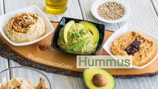 ¡3 RECETAS DE HUMMUS  TRADICIONAL LIBANÉS AGUACATE PALTA Y CHIPOTLE [upl. by Mokas]