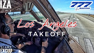 EXCLU B777 LAX 🇺🇸 Los Angeles  TAKEOFF 24L  3 Cockpit Angles of View 4K  ATC amp Crew Coms [upl. by Kapoor]