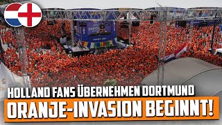 OranjeInvasion beginnt NiederlandeFans übernehmen Dortmund Preparty Nederland  Engeland [upl. by Nydroj60]