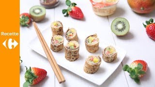 Crêpe de fruits roulée façon sushi [upl. by Aniroc423]