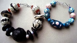 ROUND PAPER BEADS HOW TO DIY papier mache beads paper beads from bathroom tissue [upl. by Adamsen389]