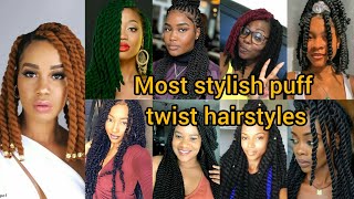 Most stylish puff twist hairstyles for elegant ladies  Twist braids hairstyles 2024  Braids styles [upl. by Shira]