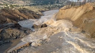 Chilcotin River Flows Freely After Historic Slide  Aerial footage [upl. by Loferski308]