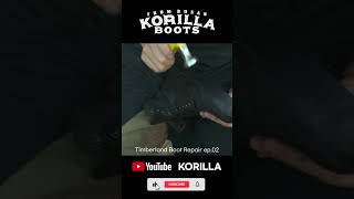 The process of repairing runout Timberland BOOTS EP02 shoemakig shoerepair bootrepair [upl. by Vitoria512]