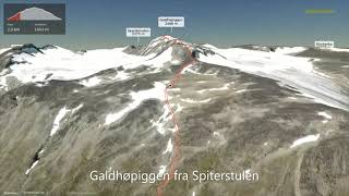 Galdhøpiggen fra Spiterstulen ∆ hiking trails ∆ 3dtrailcomnorway [upl. by Gustie]