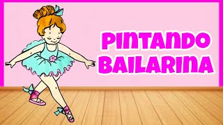 Bailarina fofinha desenho animado infantil pintando desenhos com tinta brincadeiras pra crianças [upl. by Mellisa]