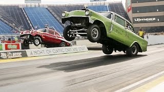 WILD WHEELSTANDING STRAIGHT AXLE 5657 CHEVY GASSERS AT RT66 CLASSIC 14 [upl. by Grimes]