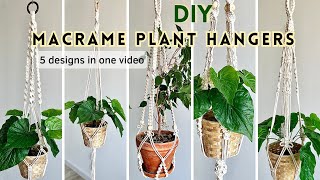 DIY How To Make A Macrame Plant Hanger Tutorial Step by step │ Hanger for Flowers 5 designs [upl. by Nodanrb]