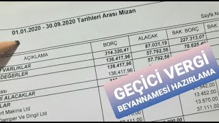 GEÇİCİ VERGİ BEYANNAMESİ HAZIRLAMA MİZAN  BEYANNAME GÖNDERME  STMM  STOK  SMMM EMİNE YABACIOĞLU [upl. by Jillane]