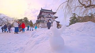 4K・ Snowy Japan  Walk to Hirosaki castle・4K HDR [upl. by Clemen]