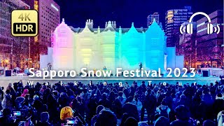 Sapporo Snow Festival 2023 Walking Tour  Hokkaido Japan 4KHDRBinaural [upl. by Adina849]