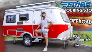 Der Eriba Touring 530 Rockabilly mit OffroadUmbau 🚧🔥  Wohnwagen Roomtour  Preis Design Umbau [upl. by Lasiaf]