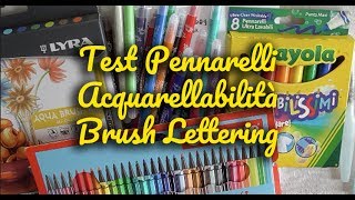 TEST PENNARELLI ACQUARELLABILITA amp BRUSH LETTERING  Lyra Carioca Crayola Stabilo Tiger [upl. by Nocaj816]