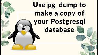 Use pg dump to make a backup of your PostgreSQL database [upl. by Noisla461]