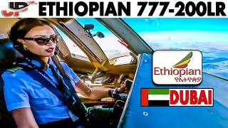 Boeing 777200LR Landing amp Takeoff Dubai Intl on Ethiopian [upl. by Akinert931]