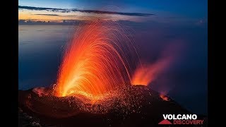 Stromboli volcano Italy erupts in spectacular fireworks  January 2019 [upl. by Eaj]