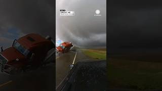 Tractor Trailer Crashes onto Storm Chaser Car During Tornado [upl. by Taveda128]