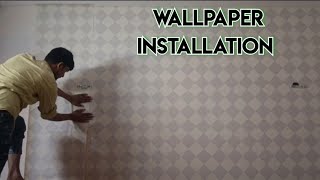 New Design Wallpaper Fixing At Home   10 × 10 Ki Diwar Decoration   How To Decor Bedroom Walls [upl. by Fesuoy]