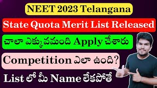 NEET 2023 Telangana State Quota Merit List Released  Cut Off  Competition  Vishnus Smart Info [upl. by Sedicla]