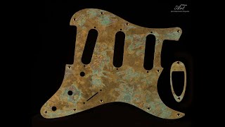 Stratocaster Pickguard Heavy Relic Brass Green Patina [upl. by Milla172]