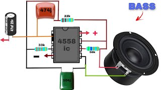 How To Make Bass Boosted Using 4558D ic  Only Bass  4558 ic bass circuit [upl. by Pry932]