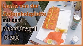 Lachs von der Zedernholzplatte auf einem Weber Gasgrill Q1200  geht das [upl. by Ynnej150]