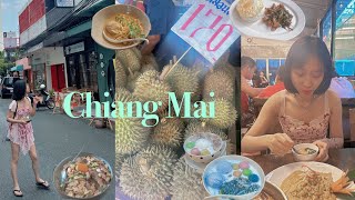 Chiang Mai  Durian khao soi Fried beef rice temples night market [upl. by Sarson]