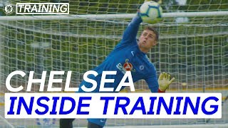 Kepa Arrizabalaga  Incredible Training Saves On First Day  Inside Training  Chelsea FC [upl. by Aitnuahs]