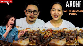 Smoked Pork With Axone  Sumi style pork curry  Indian couple mukbang [upl. by Ahsiruam]