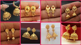 latest gold earrings designs short earrings stud earrings designs 2024Earrings For Daily Wear [upl. by Mencher]