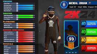 THIS MICHEAL JORDAN BUILD IS A DEMIGOD IN 2k24 BEST PG BUILD [upl. by Artinak]