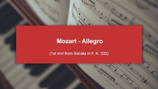 ABRSM Grade 8  Mozart  Allegro 1st movt from Sonata in F K 332 Excerpt [upl. by Jarvey]