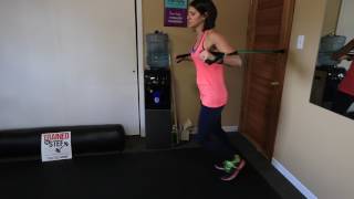 Alternating Forward Lunge with Resistance Band Chest Press and Chest Fly [upl. by Enneire]