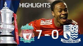 Raheem Sterling scores 5 goals  Liverpool 90 Southend official Youth Cup highlights [upl. by Koerner]