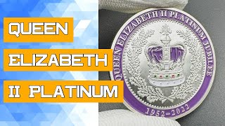 Queen Elizabeth II Platinum Jubilee Silver Coin 19522022 Purple Crown Souvenir Medal Crowned in Wes [upl. by Willa98]