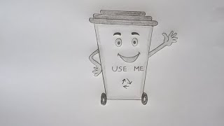 how to draw a trash can how to draw a dustbin [upl. by Bebe]