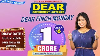 DEAR FINCH MONDAY DRAW TIME DEAR 8 PM ONWARDS DRAW DATE 05022024 NAGALAND STATE LOTTERIES [upl. by Donetta321]