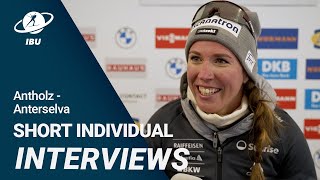 World Cup 2324 AntholzAnterselva Women Short Individual Interviews [upl. by Aynekal]