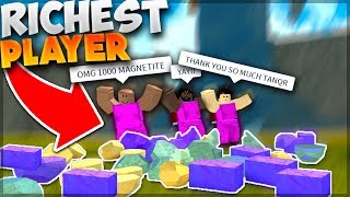 RICHEST PLAYER GIVING EVERYTHING AWAY TO NOOBS  Roblox Booga Booga [upl. by Brittain]