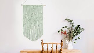 Lets make a light green macrame wall hanging with wooden beads [upl. by Aikrehs905]